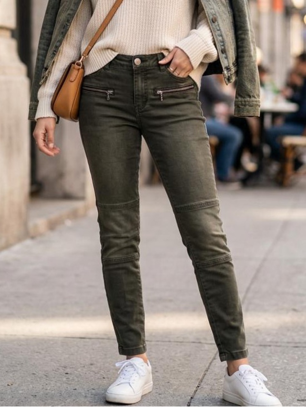 Zara Olive Green Slim Moto Jeans for Kids